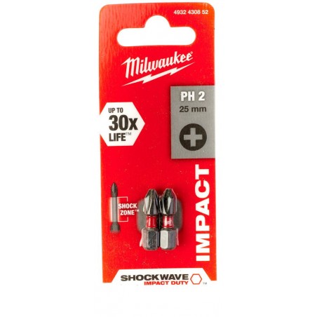 Bity Shockwave PH 2 x 25 mm Milwaukee, 2 szt