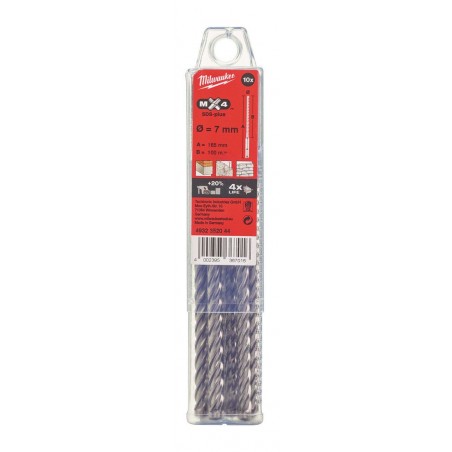 Wiertło 165/100 mm SDS-Plus Ø 7 mm 4-ostrzowe Milwaukee MX4
