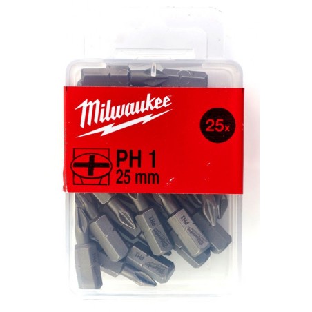 Końcówka wkrętakowa Phillips PH 1 x 25 mm Milwaukee, 25 szt