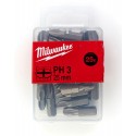 Końcówki wkrętakowe Phillips PH 3 x 25 mm Milwaukee, 25 szt