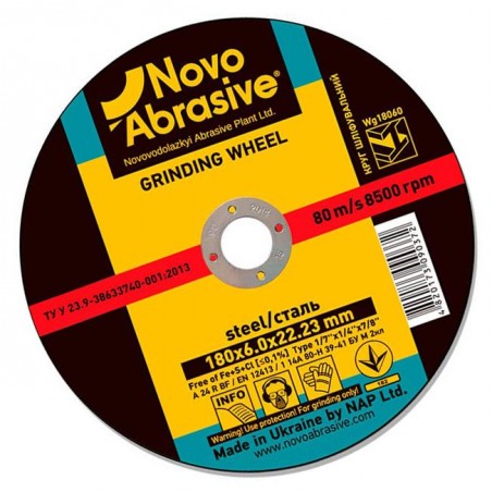 Tarcza szlifierska do metalu 180x6x22.23 Novoabrasive