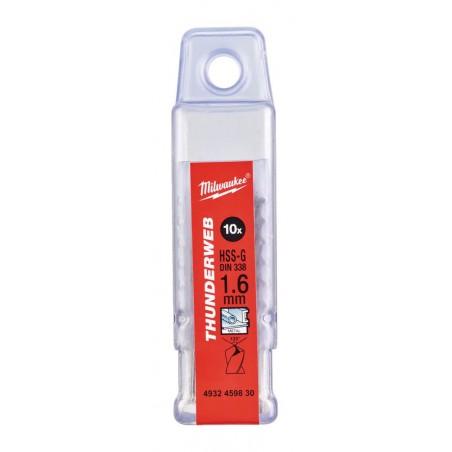 Wiertło do metalu HSS-G 1.6 x 43 mm Milwaukee Thunderweb, 10 szt
