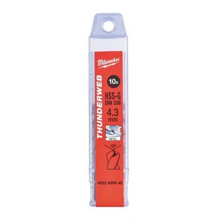 Wiertło do metalu HSS-G 4.3 x 80 mm Milwaukee Thunderweb, 10 szt