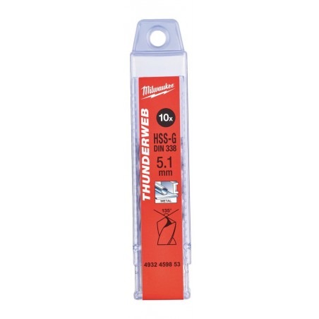 Wiertło do metalu HSS-G 5.1 x 86 mm Milwaukee Thunderweb, 10 szt