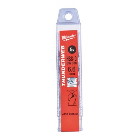 Wiertło do metalu HSS-G 6.6 x 101 mm Milwaukee Thunderweb, 5 szt