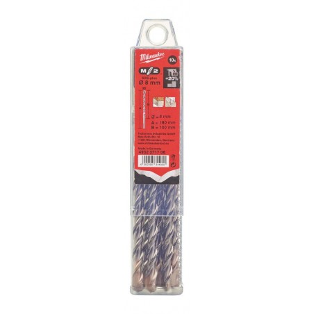 WIERTŁA 10 SZTUK/OP. Ø5 MM SDS-PLUS MILWAUKEE - 2 OSTRZOWE