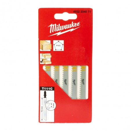 Brzeszczoty do drewna i PCV 75x3 mm Milwaukee T 111 C, 5 szt
