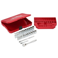 Zestaw nasadek metrycznych 1/4'' z grzechotką Milwaukee, 28 szt