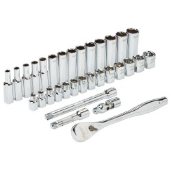 Zestaw nasadek metrycznych 1/4'' z grzechotką Milwaukee, 28 szt