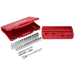 Zestaw nasadek metrycznych 1/4'' z grzechotką Milwaukee, 28 szt