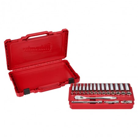 Zestaw nasadek metrycznych 3/8'' z grzechotką Milwaukee, 32 szt