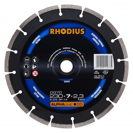 Tarcza diamentowa do betonu 230 mm Rhodius DG70 Alphaline