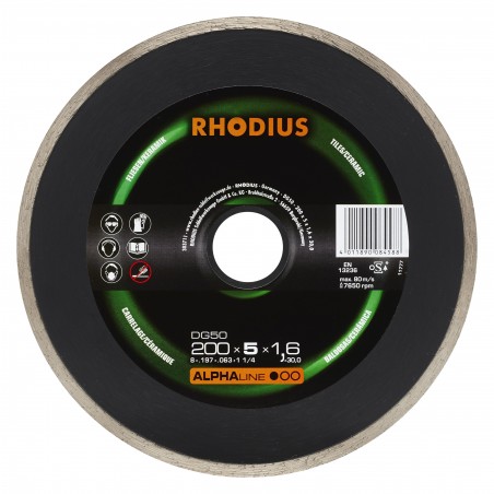 Tarcza diamentowa 200 mm Rhodius DG50 Alphaline