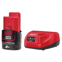 Zestaw zasilający 12V 1xAKU 2.0 Ah M12 B2 + Ładowarka C12 C 12 Milwaukee M12 NRG-201