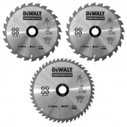 Zestaw tarcz pilarskich do drewna 250 mm DeWalt DT1173, 3 szt.