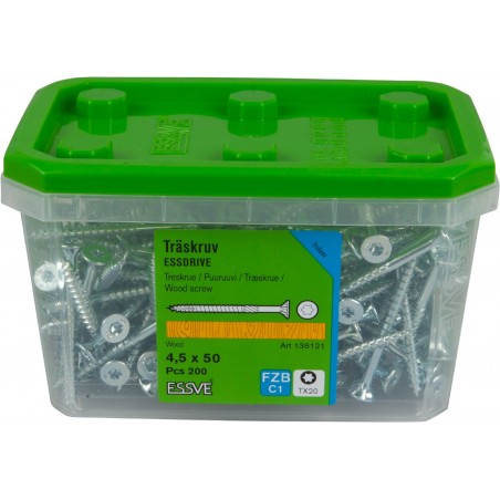 Wkręty do drewna ocynkowane ESSDRIVE 5x30mm TX25 200 szt