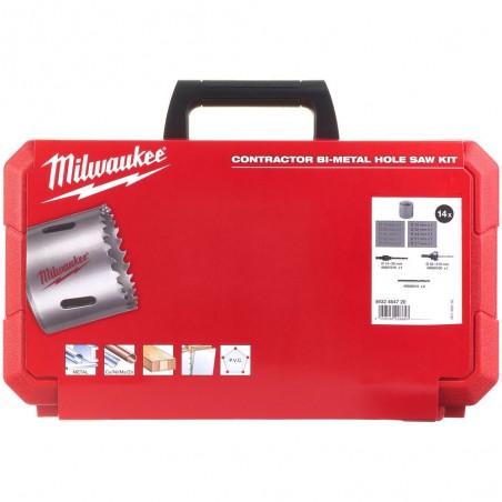 Otwornice Bi-Metal Contractor Milwaukee, 14 szt.