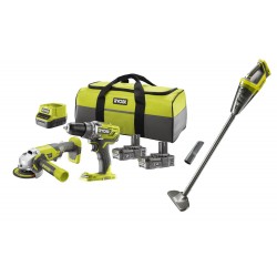 Zestaw PowerPack 18V Ryobi R18PDAG-220S + Odkurzacz ręczny R18HVF-0
