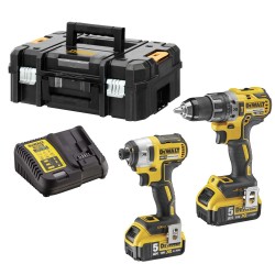 Zestaw COMBO DeWalt 18V Wkrętarka DCD791 + Zakrętarka DCF887 + 2x5 Ah + TSTAK II
