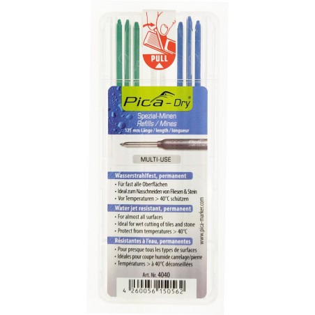 Zestaw wkładów wodoodpornych do markera Pica DRY 3030 - niebieskie, zielpne, białe