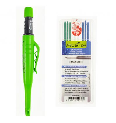 Ołówek stolarski automatyczny z grafitowym wkładem i temperówką PICA DRY 3030