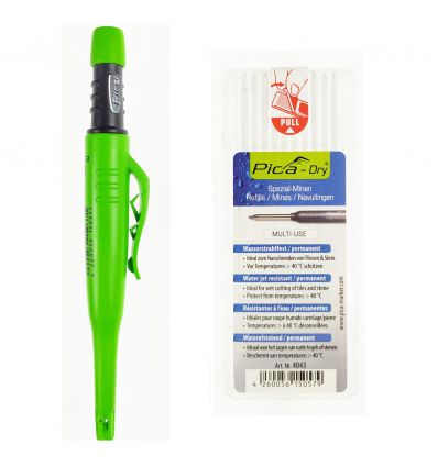 Ołówek stolarski automatyczny z grafitowym wkładem i temperówką PICA DRY 3030