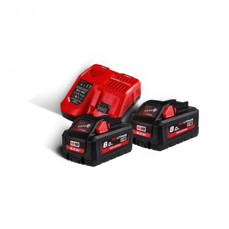 Zestaw akumulatorów 2x8 Ah + Ładowarka Milwaukee M18 HNRG-802