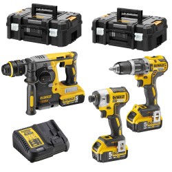 Zestaw Combo 18V DeWalt Wkrętarka + Zakrętarka + Młotowiertarka + 3x5 Ah