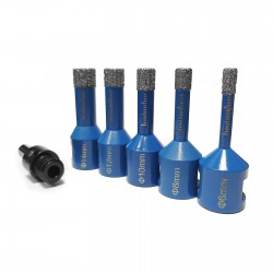 Zestaw koronek diamentowych 6-14 mm + Hydronetka 2L + Prowadnica 4-83 mm