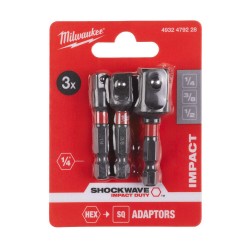 Zestaw adapterów do nasadek udarowych Milwaukee Shockwave, 3 szt.