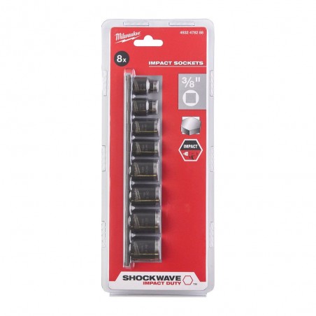 Zestaw nasadek udarowych krótkich 3/8" 8-19 mm Milwaukee Shockwave Impact Duty, 8 szt