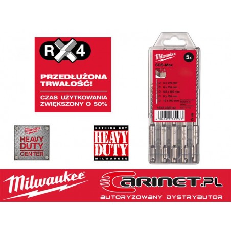 WIERTŁA Ø5 MM SDS-PLUS MILWAUKEE RX4 - 4 OSTRZOWE