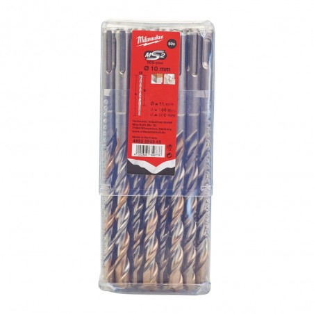 WIERTŁA 10 SZTUK/OP. Ø14 MM SDS-PLUS MILWAUKEE - 2 OSTRZOWE