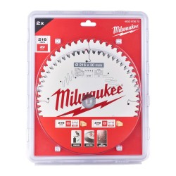 Zestaw tarcz 216 x 30 mm Twin pack 48 i 60 zębów 2 szt. Milwaukee