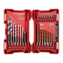 Zestaw wierteł uniwersalnych i RED HEX + bity Milwaukee
