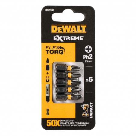 Zestaw bitów udarowych PH2 25 mm DeWalt DT7994T, 5 szt