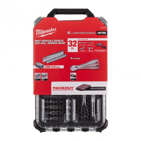 Nasadki 3/8˝ z grzechotką zestaw 32 szt. Milwaukee PACKOUT™ SLIM