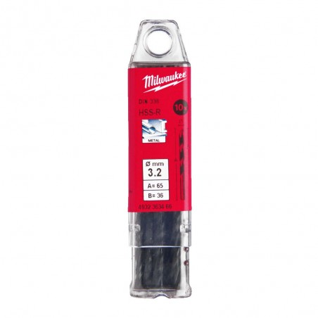Wiertła do metalu HSSR 3,2x65x36 Milwaukee 10 szt.