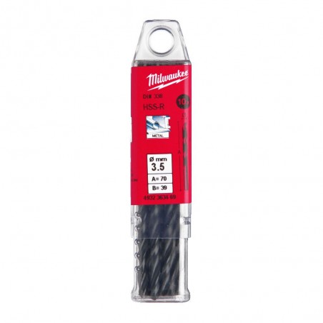 Wiertła do metalu HSSR 3,5x70x39 Milwaukee 10 szt.