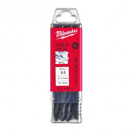 Wiertła do metalu HSSR 8x117x75 Milwaukee 10 szt.