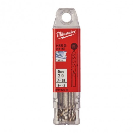 KRÓTKIE WIERTŁA DO METALU - 10 SZTUK MILWAUKEE HSS-G