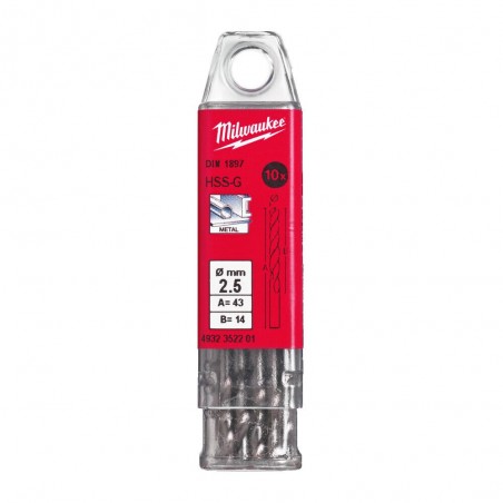 KRÓTKIE WIERTŁA DO METALU - 10 SZTUK MILWAUKEE HSS-G