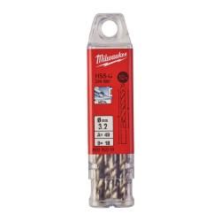 KRÓTKIE WIERTŁA DO METALU - 10 SZTUK MILWAUKEE HSS-G