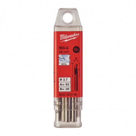 Wiertło do metalu krótkie HSS-G 3,7x52x20 mm Milwaukee 10 szt.