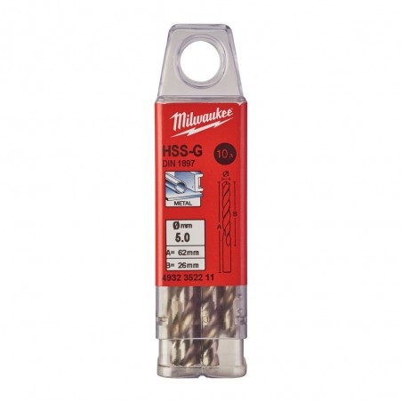 Wiertło do metalu krótkie HSS-G 4,8x62x26 mm Milwaukee 10 szt.