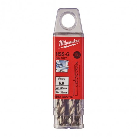 KRÓTKIE WIERTŁA DO METALU - 10 SZTUK MILWAUKEE HSS-G