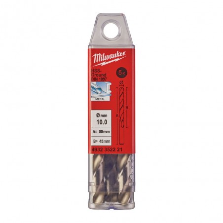 Wiertło do metalu krótkie HSS-G 10x89x43 mm Milwaukee 5 szt.