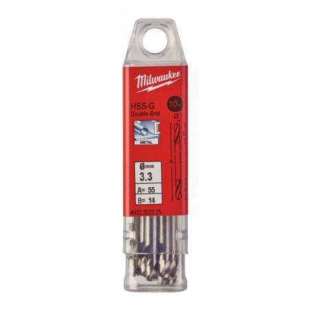 KRÓTKIE WIERTŁA DO METALU - 10 SZTUK MILWAUKEE HSS-G
