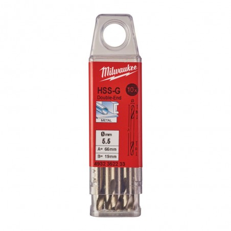 KRÓTKIE WIERTŁA DO METALU - 10 SZTUK MILWAUKEE HSS-G