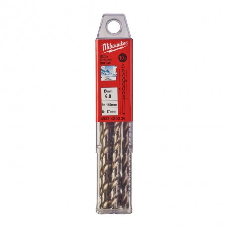 KRÓTKIE WIERTŁA DO METALU - 10 SZTUK MILWAUKEE HSS-G